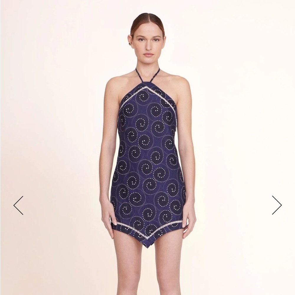 STAUD MEGAN DRESS NAVY WHIRLPOOL WHITE